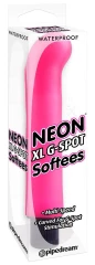 Ярко-розовый вибромассажер с загнутым кончиком XL G-Spot Softees - 16,2 см.