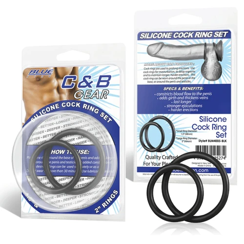 Набор из двух чёрных силиконовых колец разного диаметра SILICONE COCK RING SET